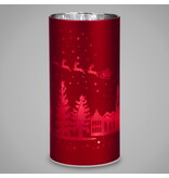 Red Glass Christmas Candle Holder 6"