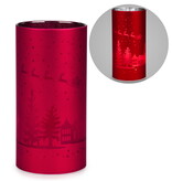 Red Glass Christmas Candle Holder 6"