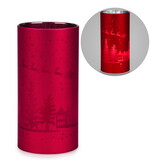 Red Glass Christmas Candle Holder 6"