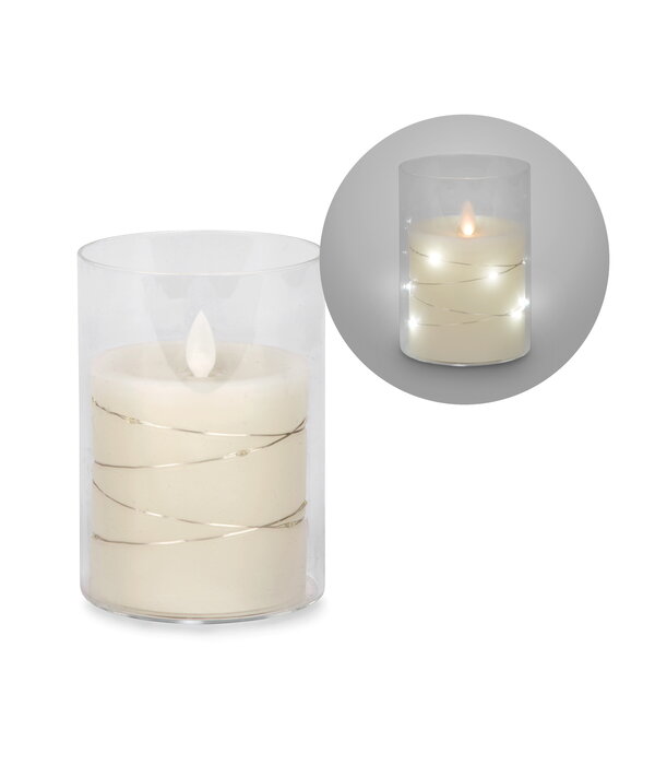 Chandelle illuminée en verre 5", crème