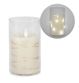 Chandelle illuminée en verre 6", crème