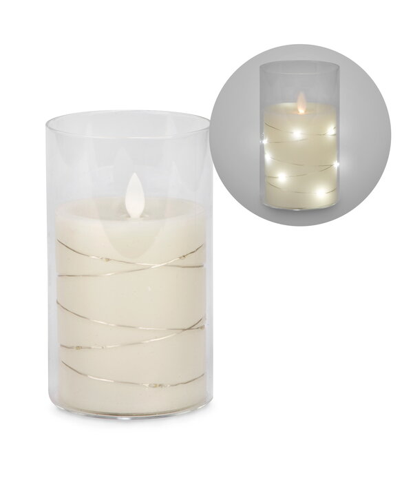 Chandelle illuminée en verre 6", crème