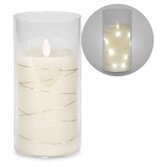 Chandelle illuminée en verre 7", crème