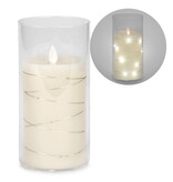 Chandelle illuminée en verre 7", crème