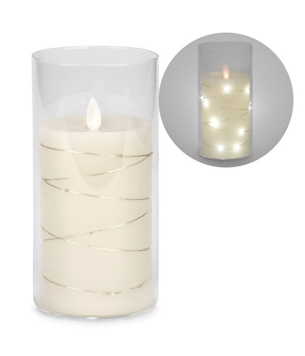 Glass Illuminated Candle 7", Cream