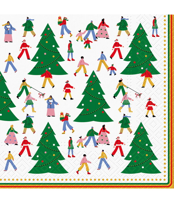 Serviettes de table en papier sapins verts