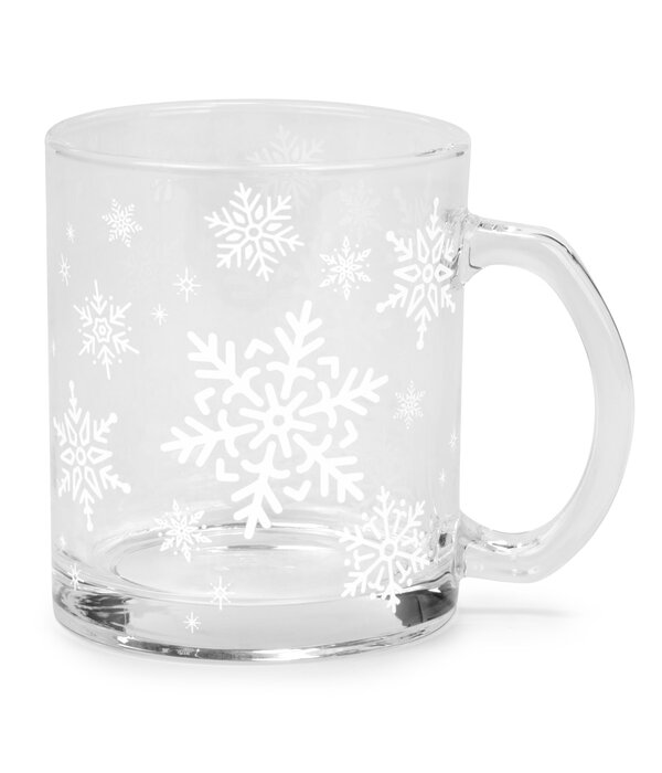 Tasse en verre transparente avec flocons