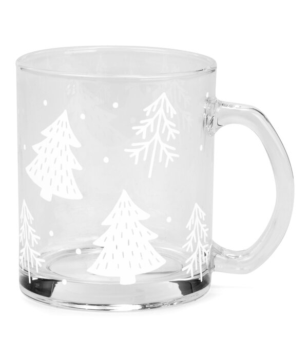 Transparent Glass Mug with Tree Pattern