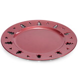 Red Plate with Tree Pattern