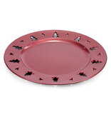 Red Plate with Tree Pattern