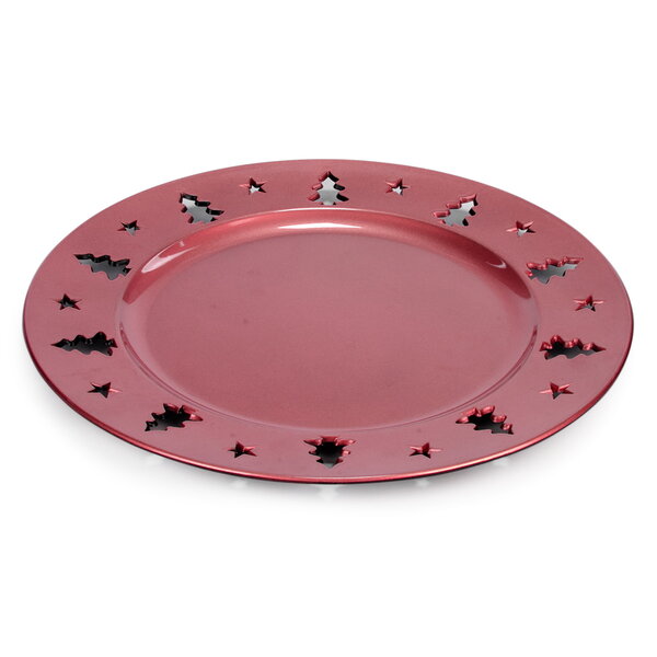 Red Plate with Tree Pattern