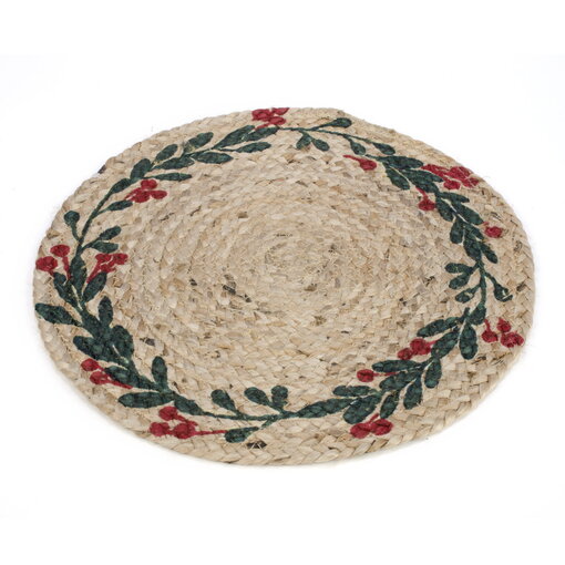 Round Jute Placemats with Foliage
