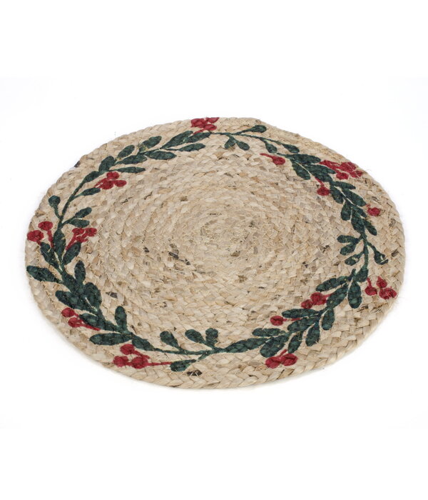Round Jute Placemats with Foliage
