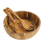 Bol à salade en bois d'acacia avec ustensiles
