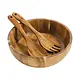 Acacia Wood Salad Bowl With Utensils