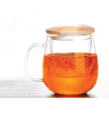 Tasse à thé en verre 500ml avec infuseur et couvercle en bambou