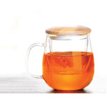 Tasse à thé en verre 500ml avec infuseur et couvercle en bambou
