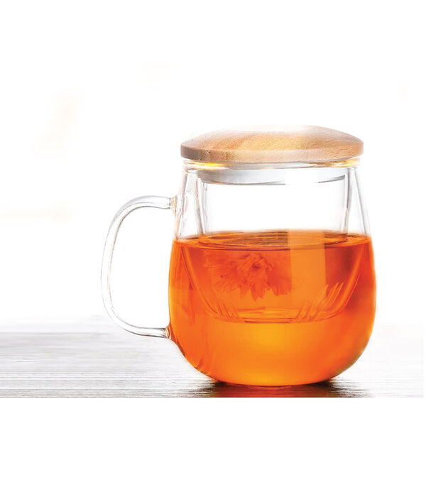 Glass Tea Cup With Infuser And Bamboo Lid 500 ml