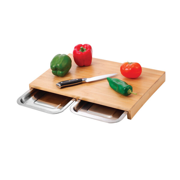 Bamboo Cutting Board with 2 Sliding Trays