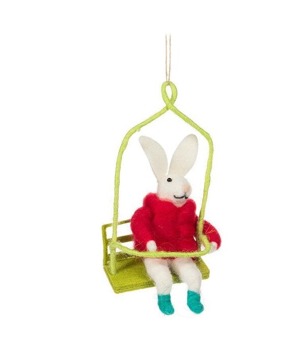 Ornement "Lapin d'Hiver sur Télésiège" 6"