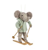 Skiing Elephant Ornament 5"