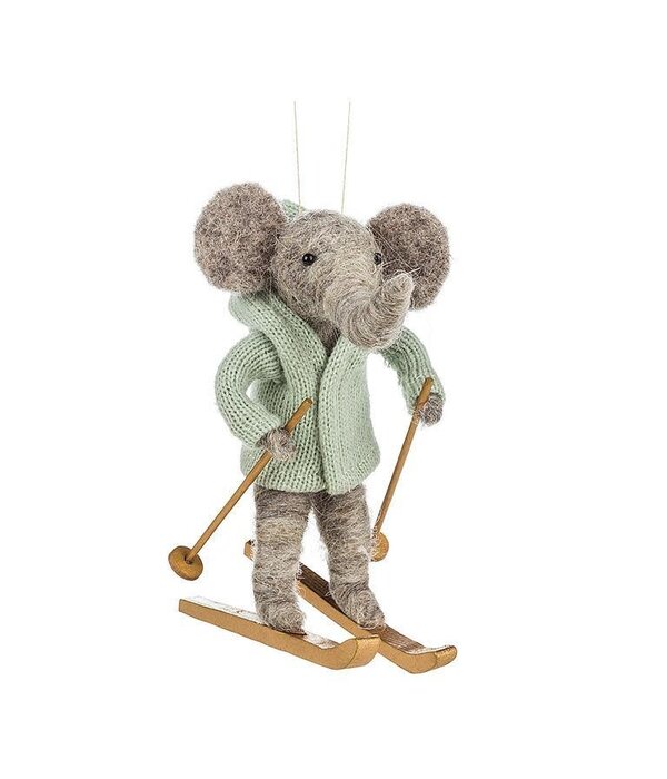 Skiing Elephant Ornament 5"