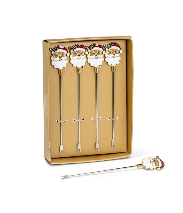Santa Face Icon Cocktail Picks. Set of 4