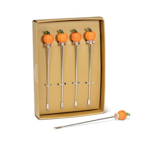 Pumpkin Icon Cocktail Picks, set of 4