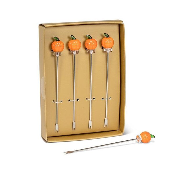 Pumpkin Icon Cocktail Picks, set of 4