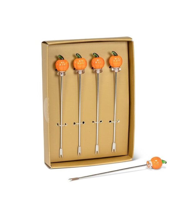 Pumpkin Icon Cocktail Picks, set of 4