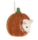 Ornement souris dans une petite citrouille 4"