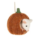 Ornement souris dans une petite citrouille 4"