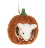 Mouse in a Small Pumpkin Ornament 4"