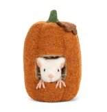 Mouse in a Tall Pumpkin Ornament 6.5"