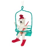 Skiing Bear on Chairlift Ornament 7"