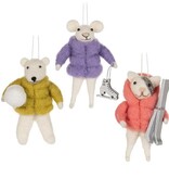 Puffy Coat Animal Ornament 5", Assorted