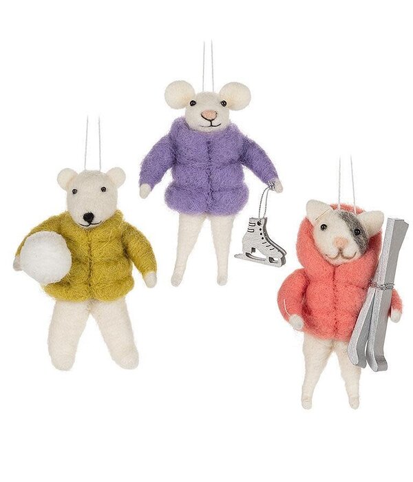 Puffy Coat Animal Ornament 5", Assorted
