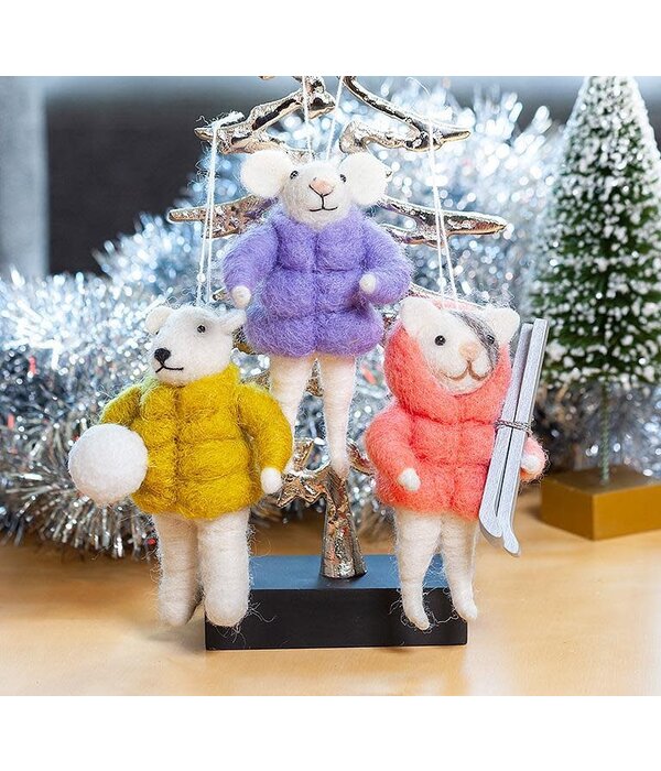 Puffy Coat Animal Ornament 5", Assorted