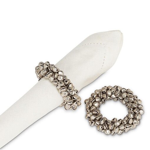 Silver Napkin Ring with Bell Accents 3"