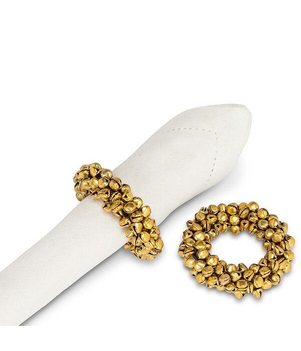 Anneau à serviette doré orné de clochettes 3"