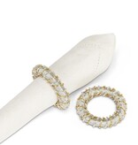 Anneau à serviette argenté orné de perles et de ruban 2.5"