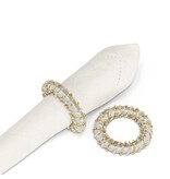 Anneau à serviette argenté orné de perles et de ruban 2.5"