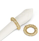 Anneau à serviette doré orné de perles et de ruban 2.5"