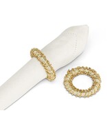 Gold Napkin Ring with Pearls and Ribbon 2.5"