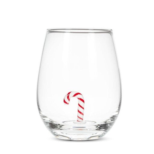 Verre à vin sans pied avec icône de canne de Noël 20 oz