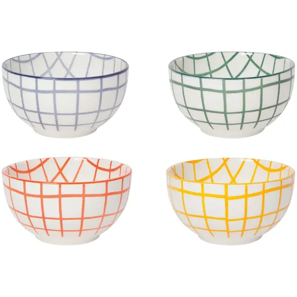 Bols Colorés à Motifs Carreaux 14oz, ens/4 de Danica