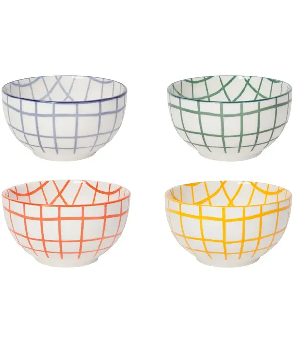 Now Designs Danica Colorful Check Everyday Bowls 14oz, Set of 4
