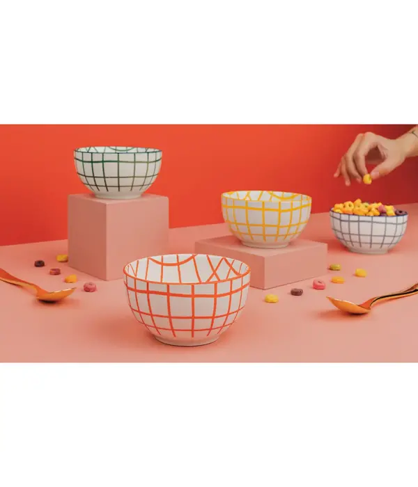 Now Designs Danica Colorful Check Everyday Bowls 14oz, Set of 4