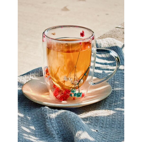 Tasse à double paroi avec fleurs séchées 350 ml