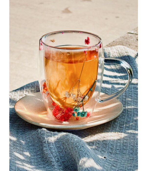 Tasse à double paroi avec fleurs séchées 350 ml